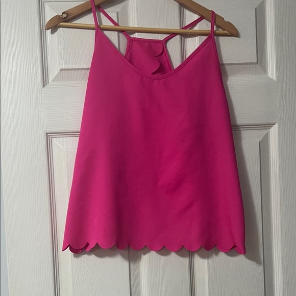 None Tops - Scalloped Pink Cami Top